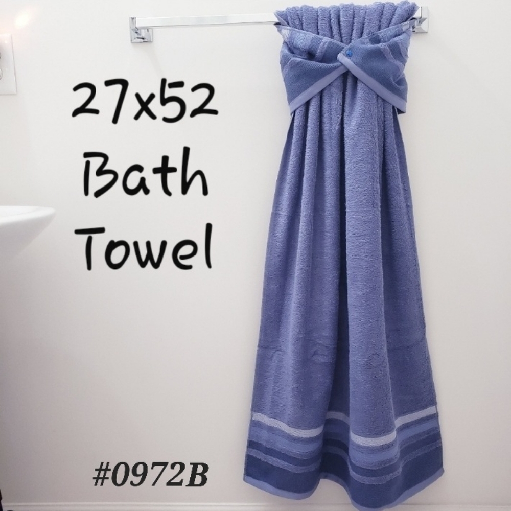💙New!🔘#0972-B Blue Hang'N'Snap Bath Towel 27x52 🤍BLUE JEWEL Snap
